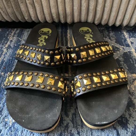 HARD TO FIND Flogg Studded Sandals - Wooden sole modern 70's style - Picture 3 of 8